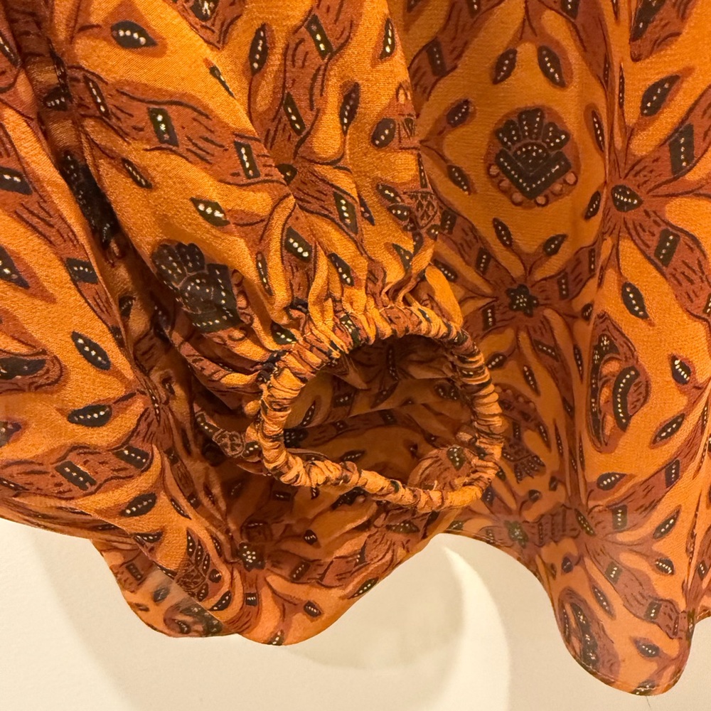 Ulla Johnson Medine Rust Patterned Ruffle Silk Bl… - image 6